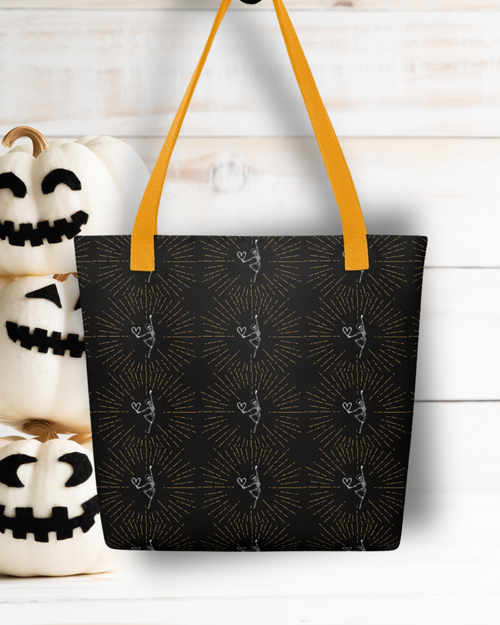 Dancing Skeleton Tote Bag – Spooky Cute Halloween Accessory