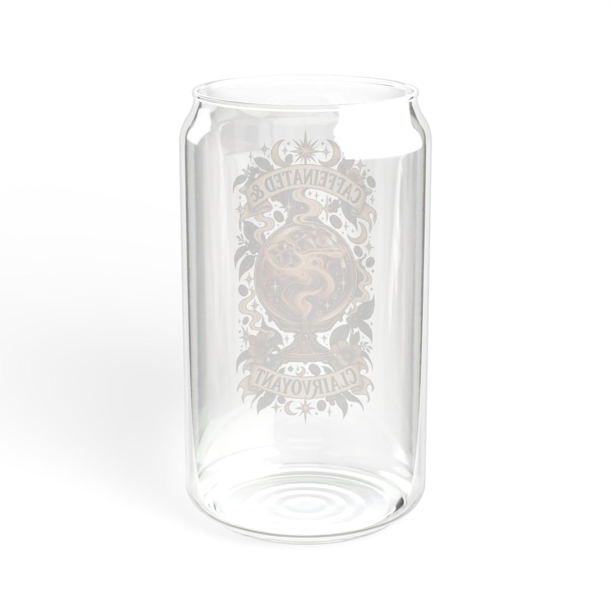 Caffeinated & Clairvoyant 16oz Glass Sipper | Witchy Iced Coffee Tumbler