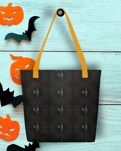 Dancing Skeleton Tote Bag – Spooky Cute Halloween Accessory
