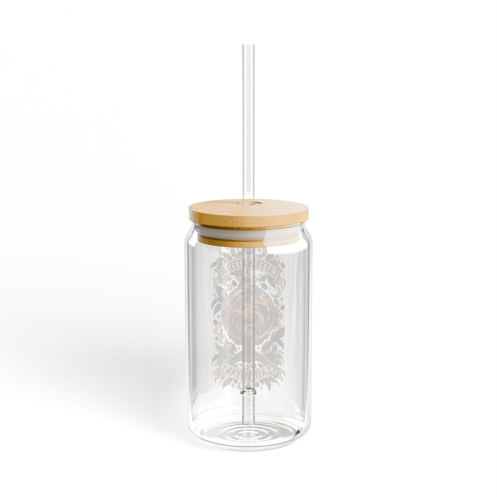 Caffeinated & Clairvoyant 16oz Glass Sipper | Witchy Iced Coffee Tumbler