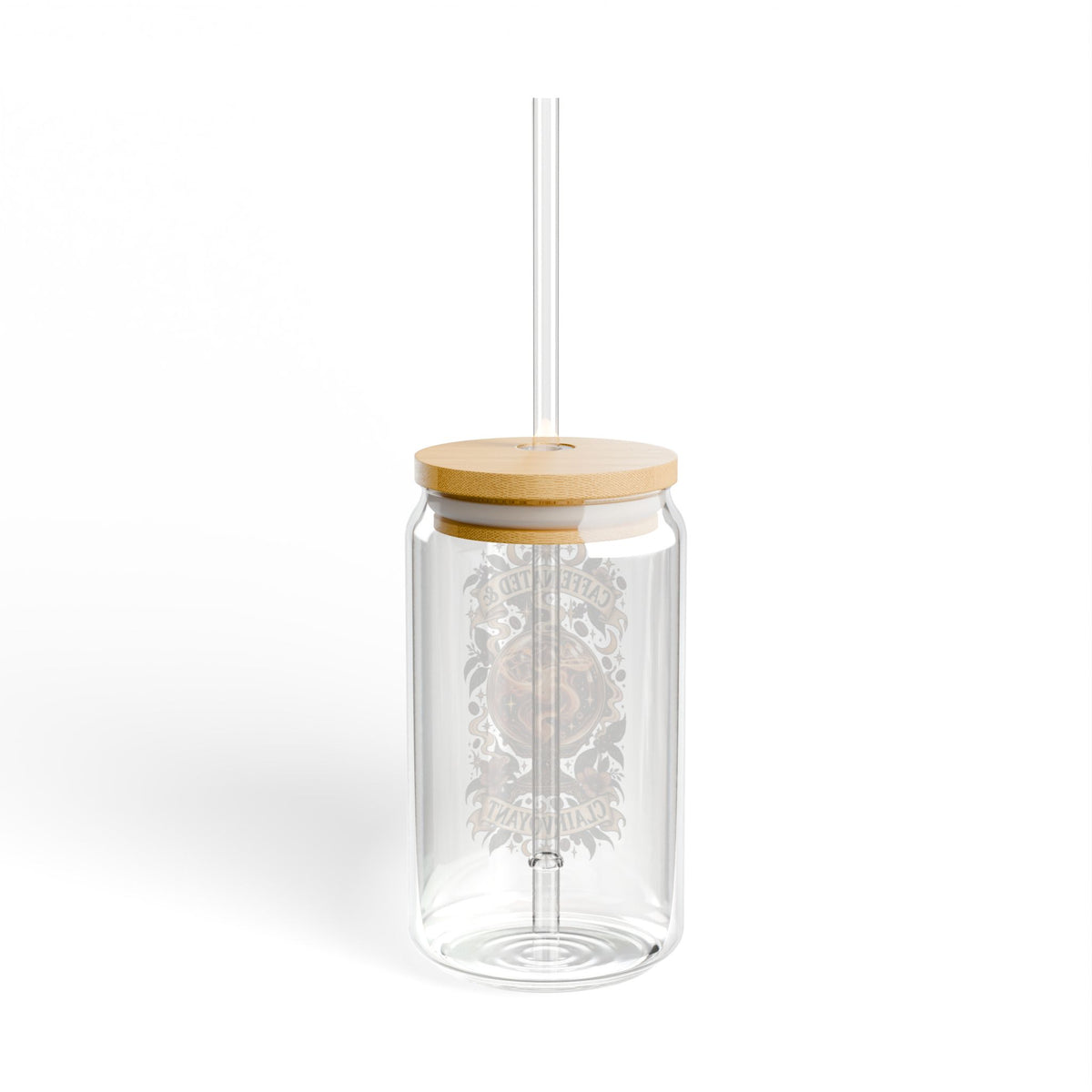 Caffeinated & Clairvoyant 16oz Glass Sipper | Witchy Iced Coffee Tumbler