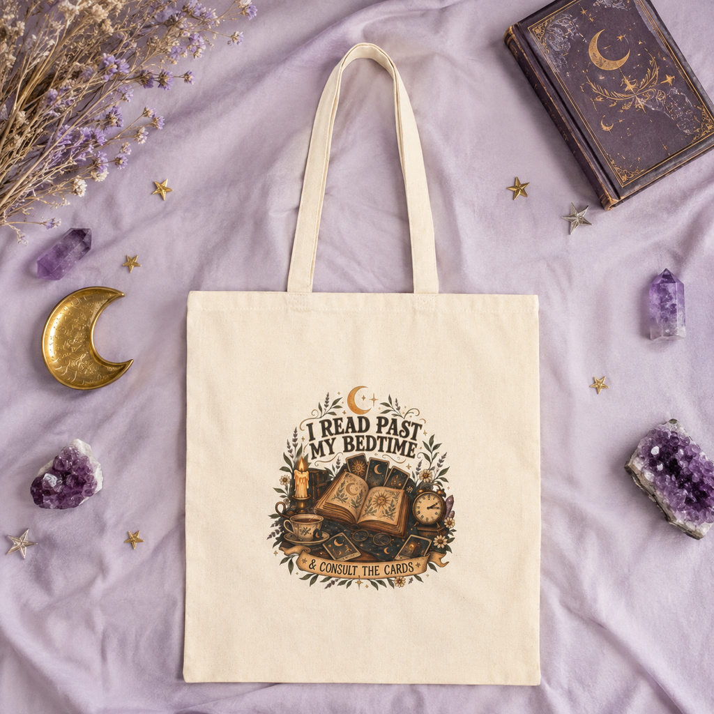 I Read Past My Bedtime & Consult the Cards | Witchy Book Lover Tote
