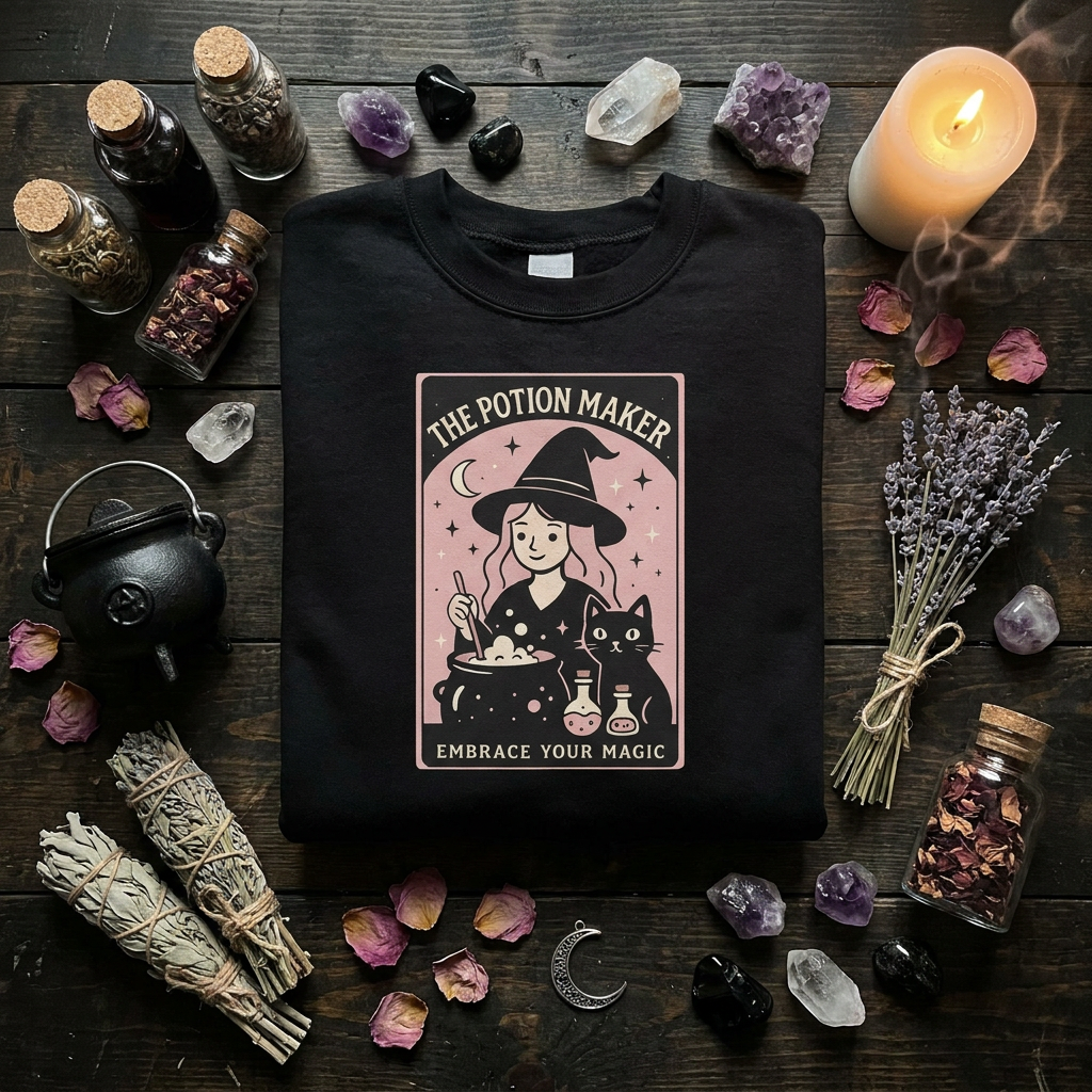 The Potion Maker Tarot Sweatshirt | Witchy Halloween Sweater | Mystical Occult Graphic Pullover