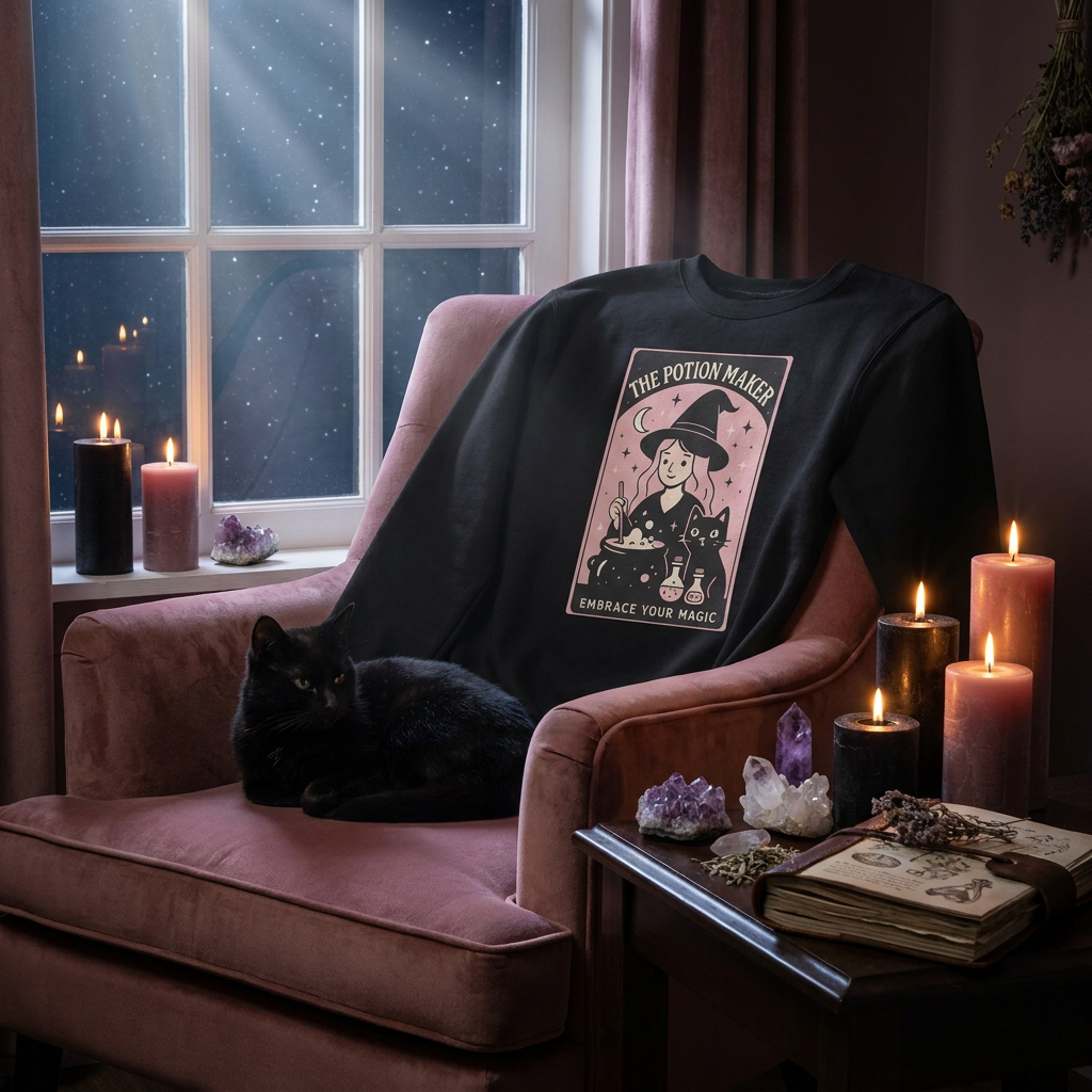 The Potion Maker Tarot Sweatshirt | Witchy Halloween Sweater | Mystical Occult Graphic Pullover