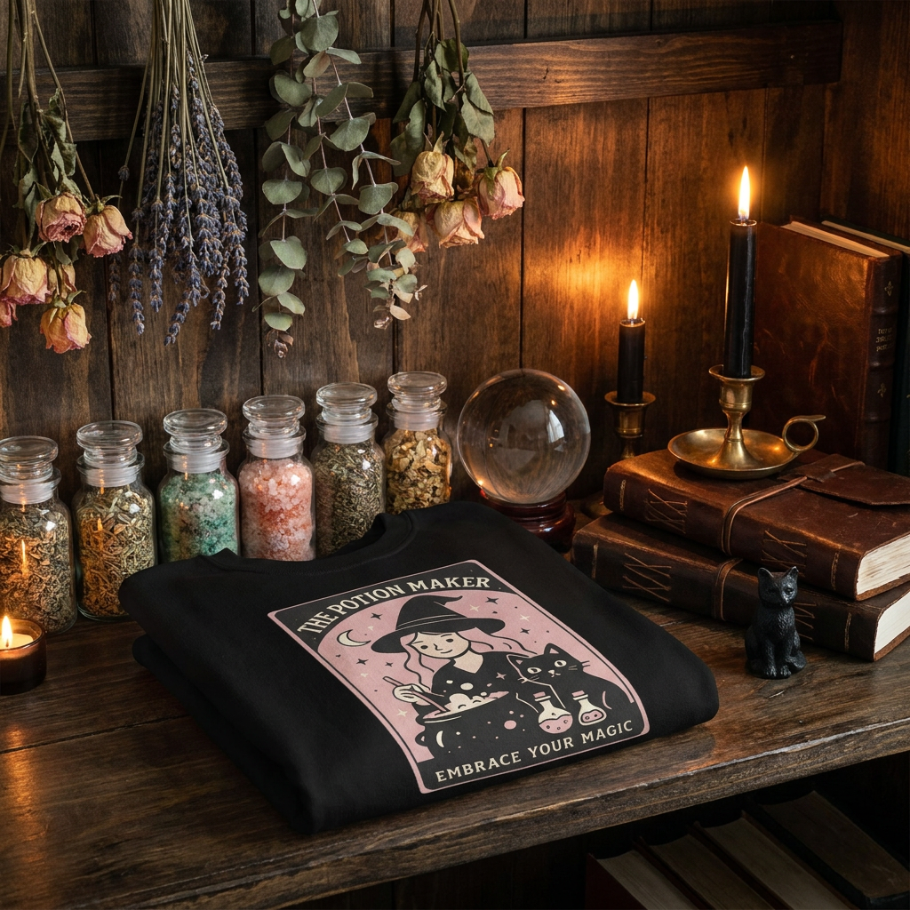 The Potion Maker Tarot Sweatshirt | Witchy Halloween Sweater | Mystical Occult Graphic Pullover