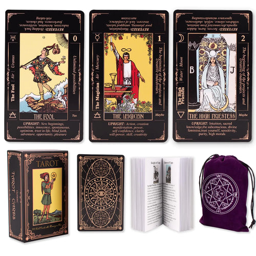 Beginners Black Tarot Deck with Guide